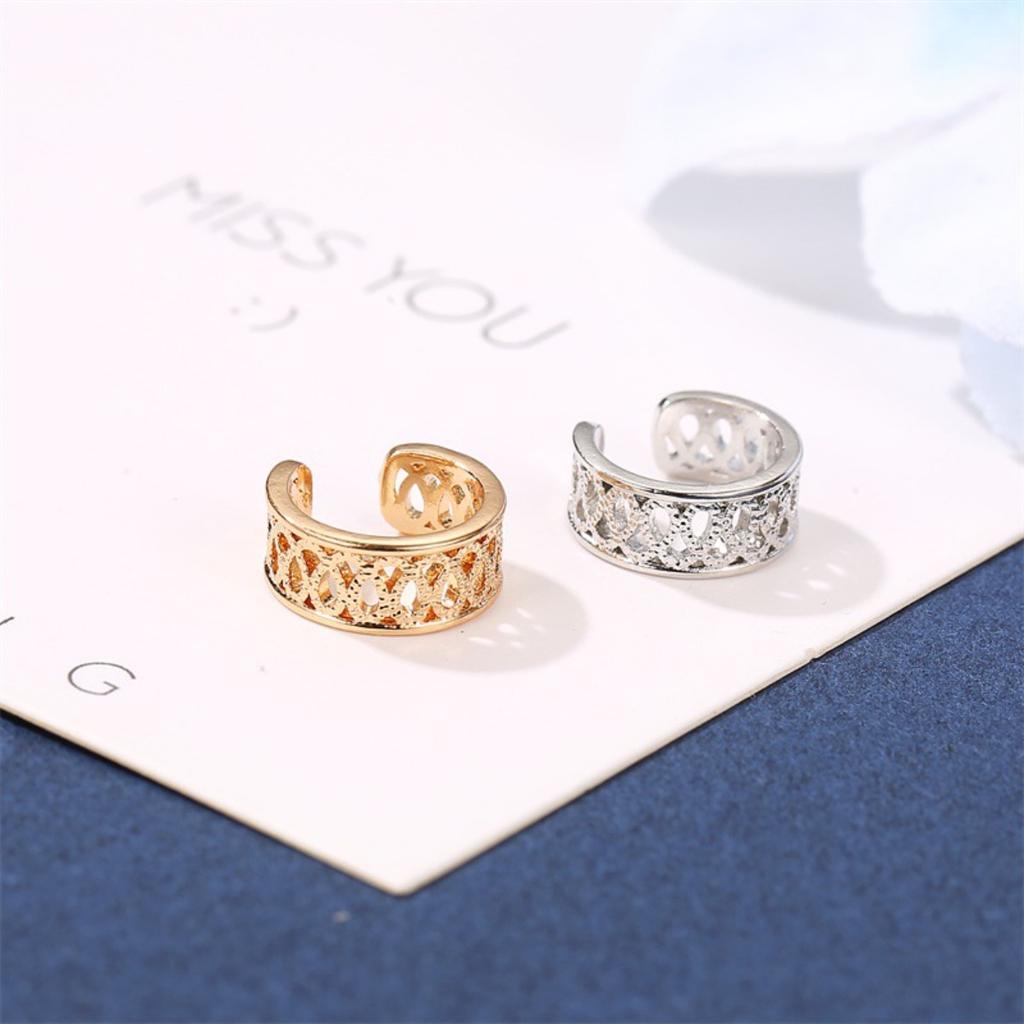 Open Lace Pattern Ear Cuff Gold Tone Filigree Hollow Ear Clip Non Piercing Ear Jewelry for Women