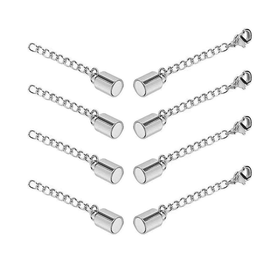 4 Pieces Pack Adjustable Chain Extender Set for Jewelry Making Gold/Silver Convenient Magnetic Clasp Extension Chain