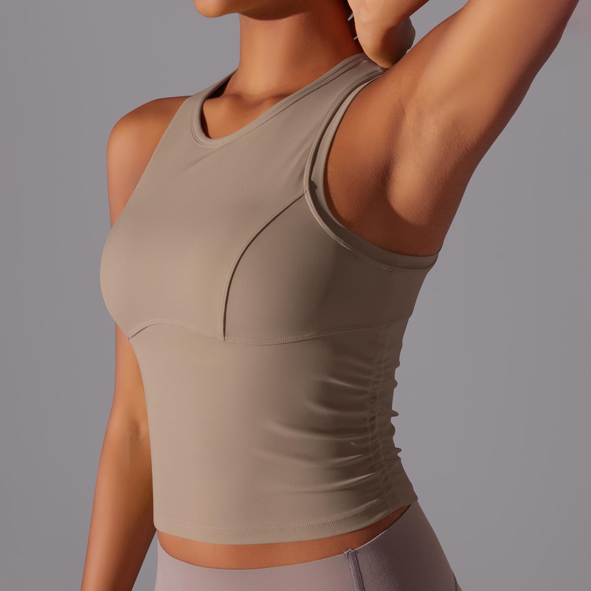 Двусторонний нейлоновый однотонный плотный жилет с круглым вырезом для занятий спортом — фото 19