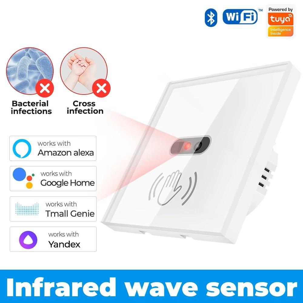 Modern LED PC Glass Screen Panel Wall Light Free Infrared Hand Wave Sensor Switch 10A WiFi 110V CN/GUA Origin