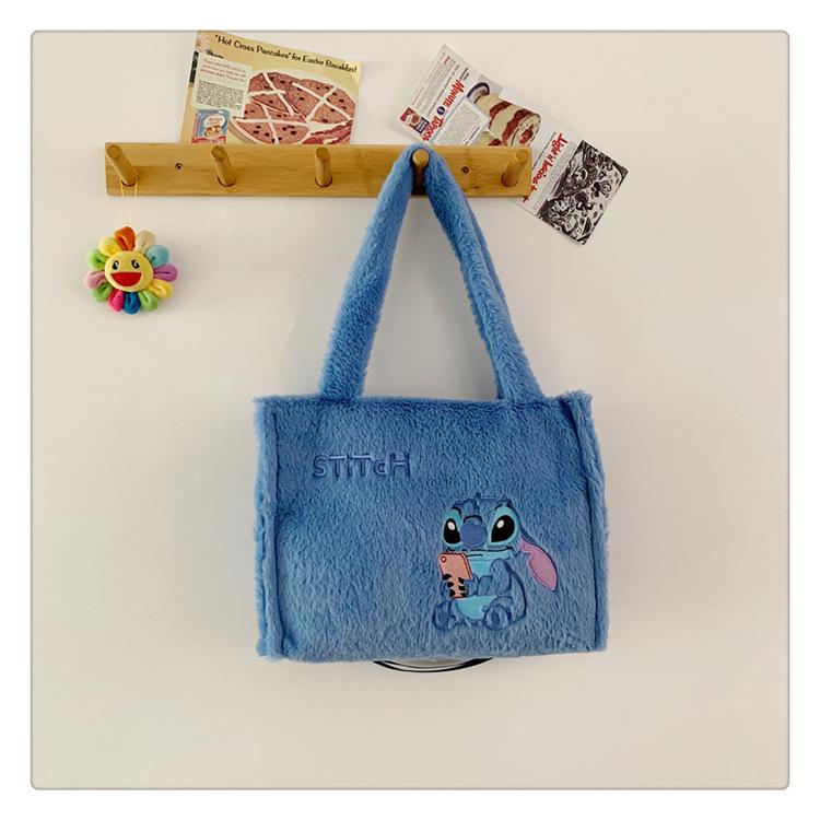Women's Plush Kuromi & Cinnamoroll Tote Crossbody Bag - Cute Dog Tooth Design Handbag