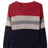 Spring and Autumn Knitted Base Layer Round-neck Color-blocking Striped Long-sleeved Top Loose and Belt-covering Thin Wool Sweater
