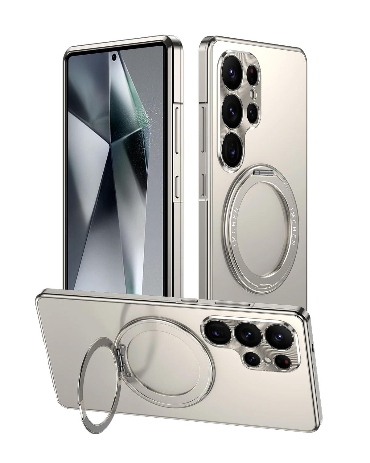 

Magsafe Magnetic Phone Case 360°Full Screen Protect Case For Samsung Galaxy S25 Ultra Case Anti-fall Cover 5G Ring Holder Cover Galaxy S25 Ultra