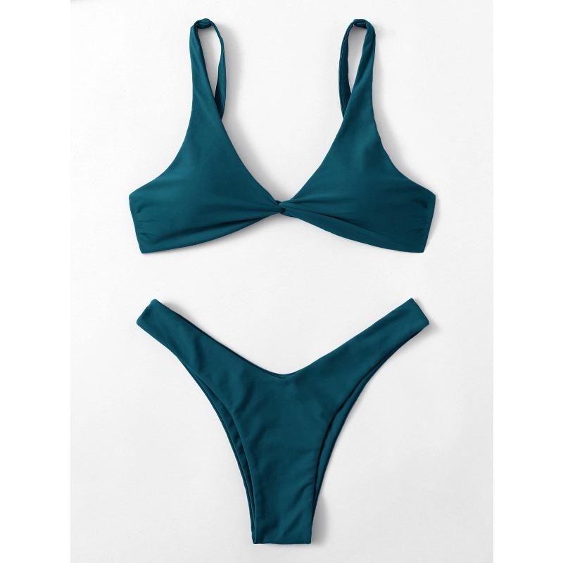 Solid Tie Sexy Bikini 2026 Padded Bra High Leg Bandage Push Up Bikini Set Brazilian Swimsuit Women Swimwear