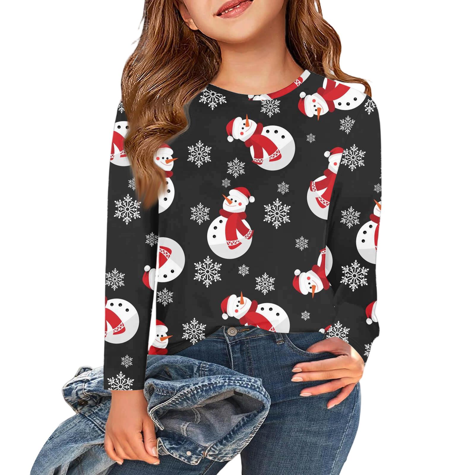 Детский повседневный топ с круглым вырезом и длинным рукавом 110