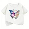 Change Is Beautiful Butterful T-Shirt Fashion T Shirt Girls' Summer Clothes Short Sleeve Tops T-Shirts Cute Kids Clothing