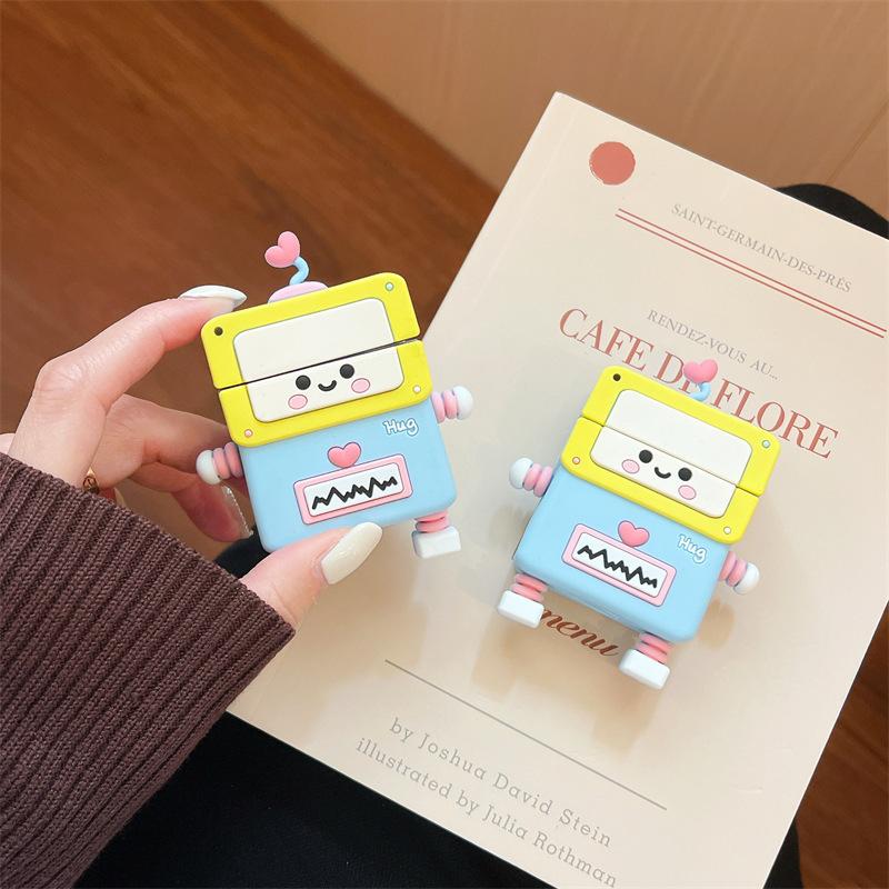 Love robot AirPods Pro Apple Bluetooth headset case 1/1 generation cartoon silicone protective case is suitable for Moe