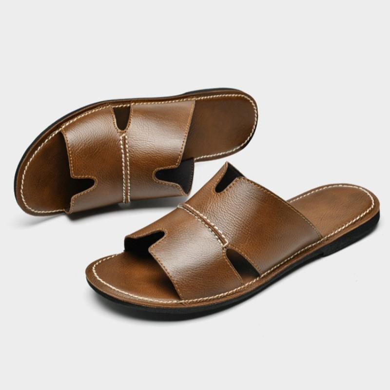 Slippers for Men Fashion Casual Sport Slippers High Quality Cowhide Leather Slipper Summer Open Toe Beach Slippers Large Size47