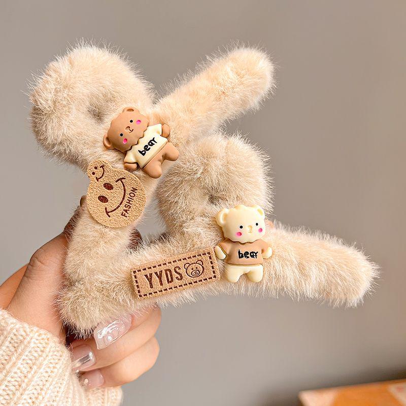 

Плюшевая заколка для волос «Зимний медведь» для девочек — большая заколка в виде акулы для затылка