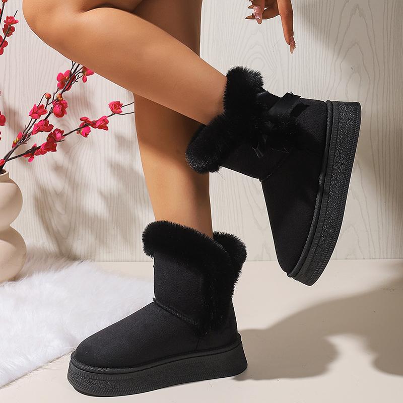 Fashion Faux Fur Winter Snow Boots Woman Non Slip Thicken Plush Ankle Boots Women 2025 Thick Bottom Warm Cotton Padded Shoes Female