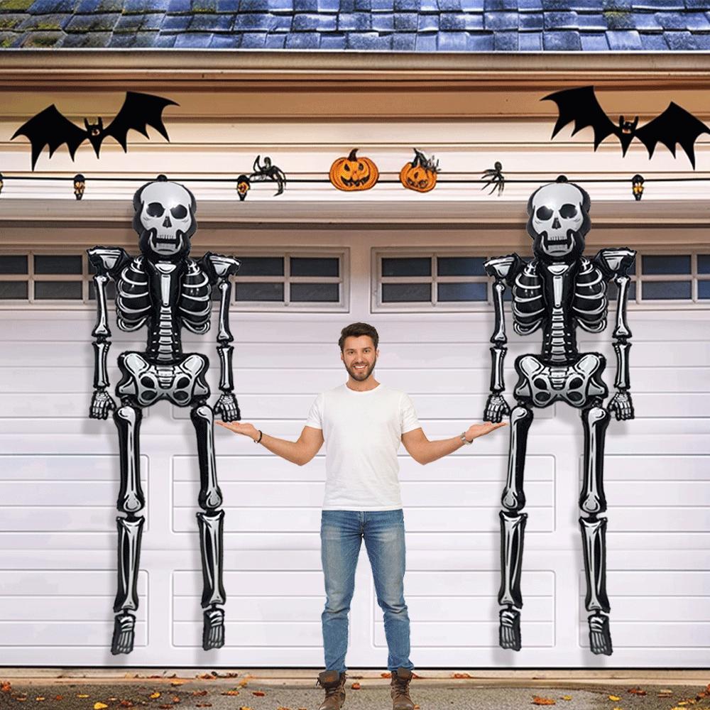 100'' Halloween Skull Balloon Giant Skeleton Foil Balloon Skeleton Birthday Party Supplies Spooky Halloween Balloons Decorations