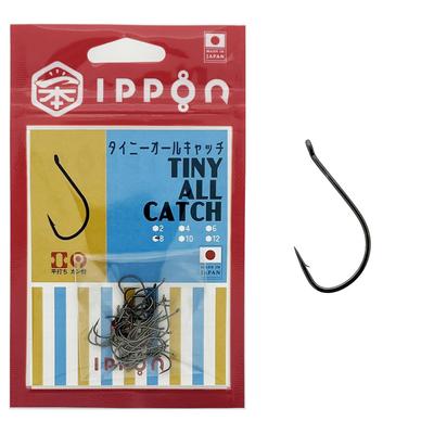 IPPON (1) Ganchos Minúsculos All Catch Revestidos de Preto, Tamanho 2 (40 peças) - Tamanho 12 (36 peças), Anzóis para Truta, Anzóis de Cais, Fabricados no Japão (Tamanho 8 (38 peças))