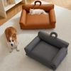 Waterproof Leather Pets Bed with Portable Handle Dogs Sofa Bed for Small/Medium Dogs Washable Pets Couch for Indoor & Travel Use