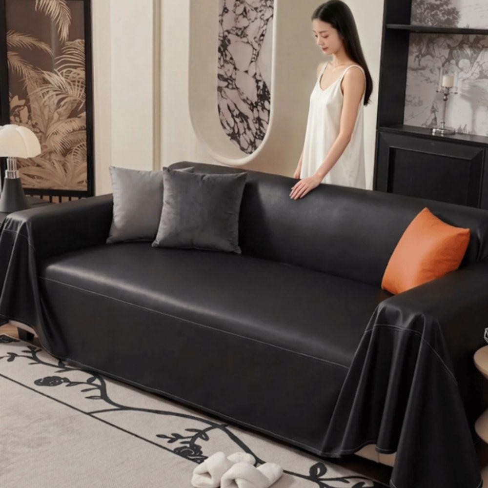 Waterproof PU Leather Sofa Cover Stain-Resistant Wear-resistant Slipcover Solid Color Anti-scratch Couch Seat Protector Kids