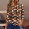Women's Fashion Casual Three-quarter Sleeve Halloween Printed Round Neck Top
