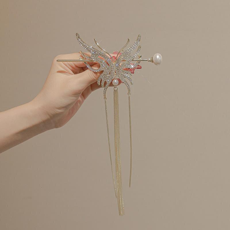 Vintage imitace perly Vlásenka s dlouhým třásněm Vlásenka do vlasů