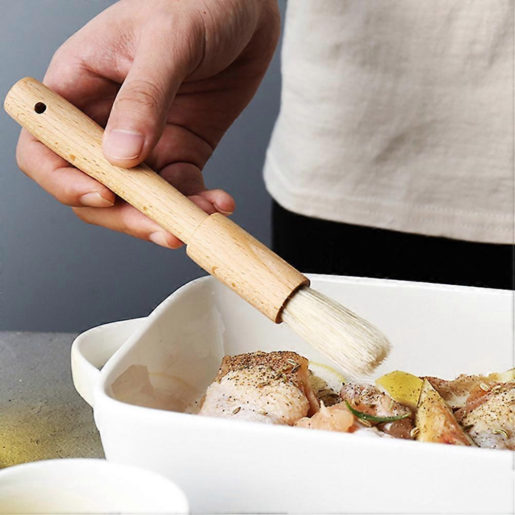 2Pcs BBQ Basting Brushes Oil Sauce Barbecue Grill Brushes Wood Handle Baking Pastry Butter Honey Brush Wooden Kitchen Utensils