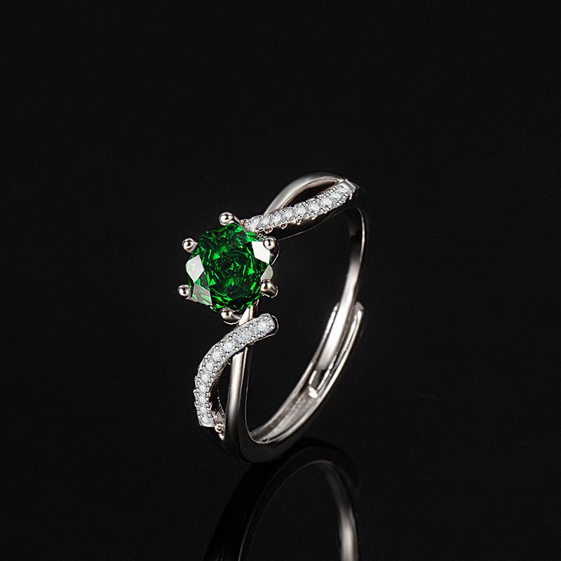 Nice 925 Sterling Silver Ring Shining Zircon Adjustable Simplicity for Women Wedding Jewelry Moissanite Plated 18K White Gold