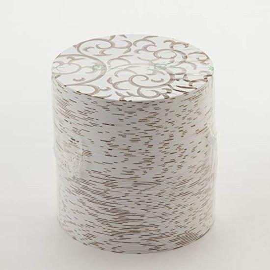 Endo Shoji TKG Paper Coaster Brown Arabesque (100 Pieces) Round Diameter 90mm 1mm Thickness Sturdy Essential Evening Drinks Commercial Use PKCR702