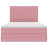 Storage Bed with Mattress Pink 140 X 200 Cm Velvet