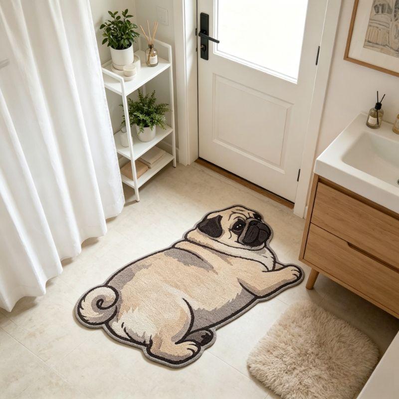 Slapende Bago Hond Pluche Lange Bar Badkamervloermat Entree Badkamer Woonkamer Schattig Cartoon Huisvloermat Huisdecoratie 80x120cm 31x47inch