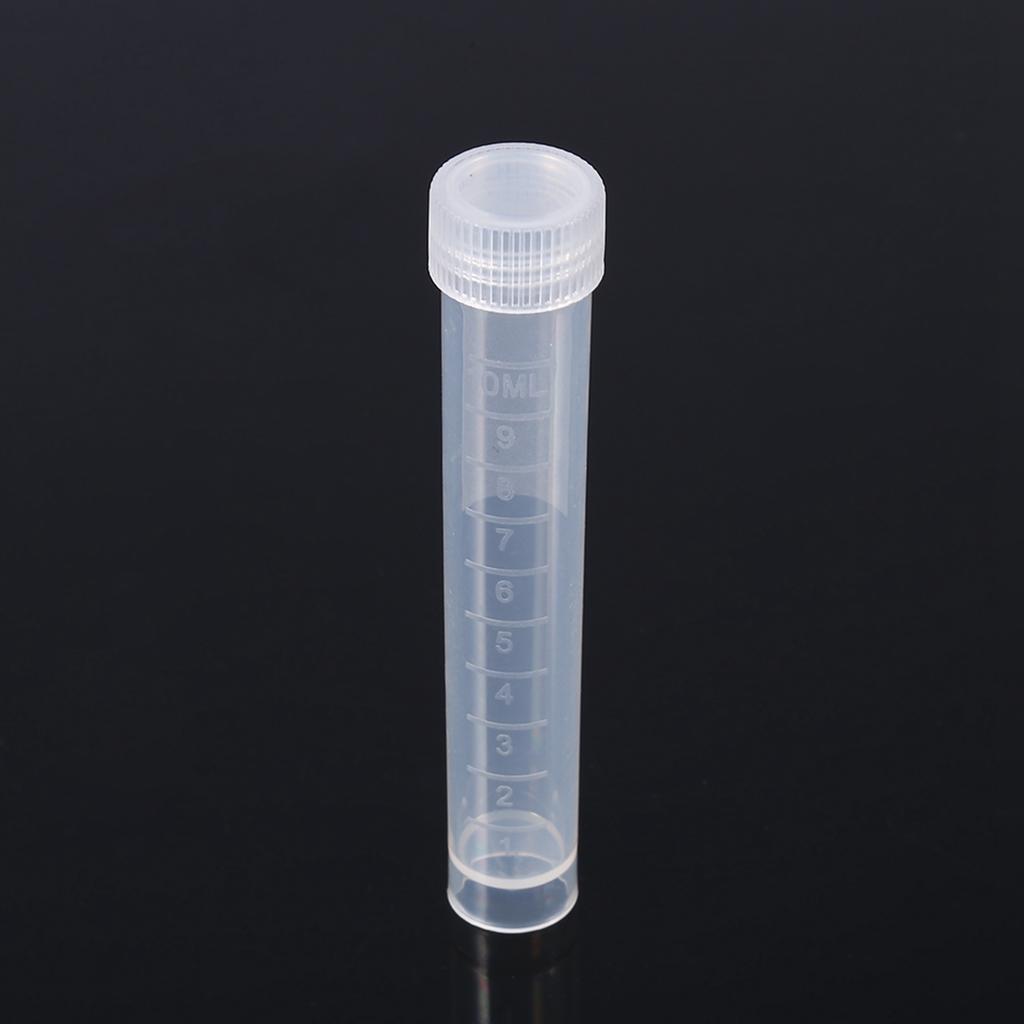 10pcs 10ml Plastic Frozen Test Tubes Vial Screw Seal White Cap Pack Container
