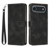 For iPhone 17 Air Leather Case Imprinted Triangle Phone Cover with Hand Strap