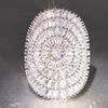 Huitan Bling Bling Big Oval Shaped Women Rings for Wedding Engagement Gorgeous Cubic Zircon Crystal Rings Luxury Fashion Zircon
