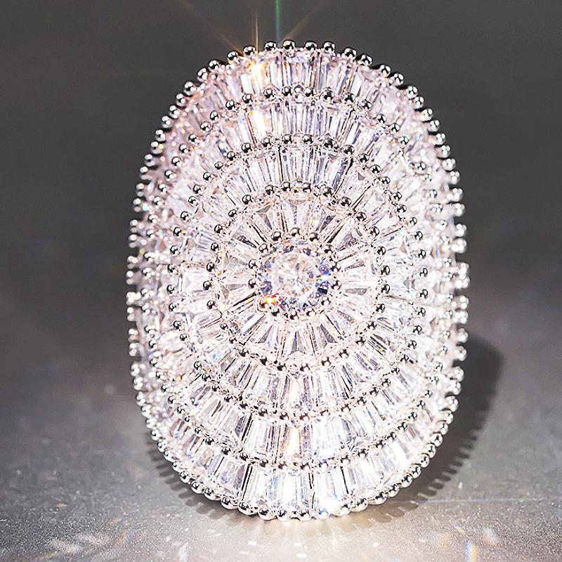 

Huitan Bling Bling Big Oval Shaped Women Rings for Wedding Engagement Gorgeous Cubic Zircon Crystal Rings Luxury Fashion Zircon 6