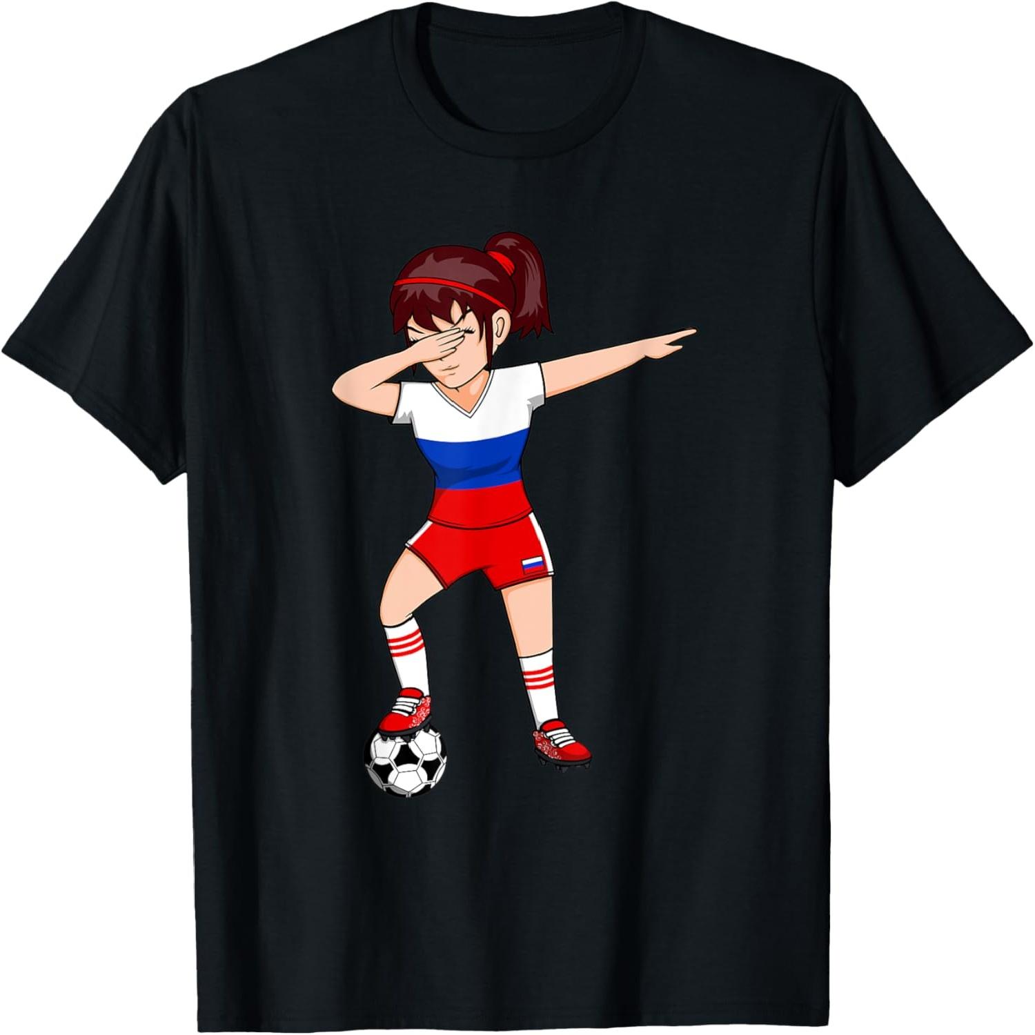 Dabbing Soccer Girl Russia Jersey Russian Football Lovers T-Shirt S