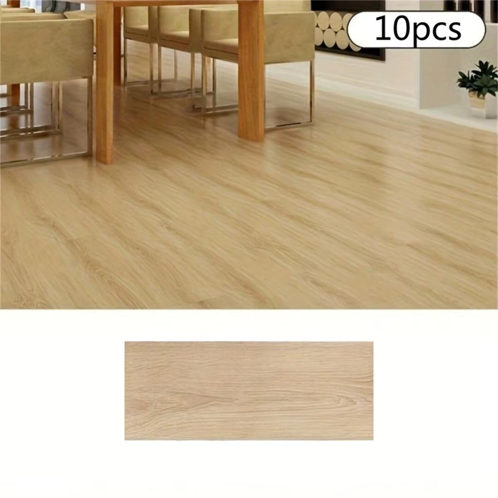 10pcs 15.2x40cm Vintage Wood Grain Self-Adhesive Floor Stickers - Waterproof, Non-Slip, Peel & Stick Resin Wall Stickers