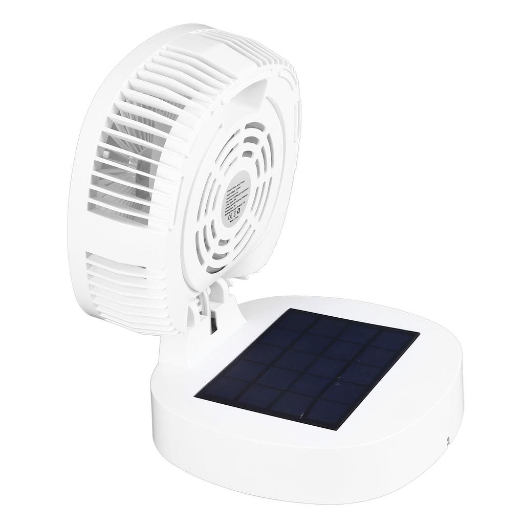 Solar-Camping-Ventilator, zusammenklappbar, wiederaufladbar, solarbetrieben, mit 3 Stufen, LED-Licht, 5 Geschwindigkeiten, leise