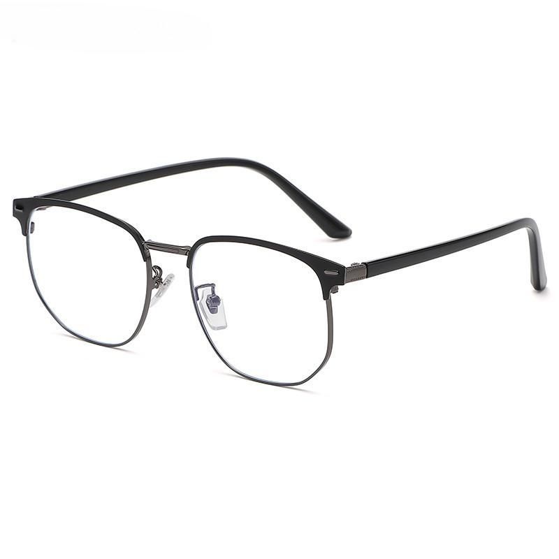 Anti Blue Light Blocking Glasses Simple Semi Rimless Men Square Ray Filter Eyeglasses Big Frame Women Computer Goggle Spectacles