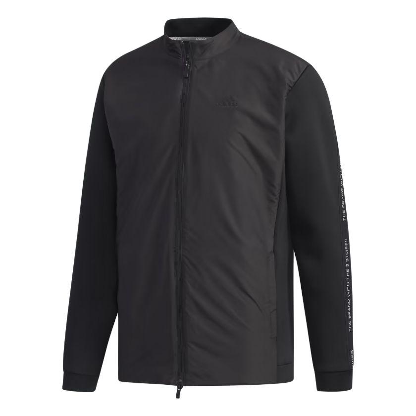 

Adidas Куртка мужская черная с воротником-стойкой, надписью, молнией, теплая, дышащая, ветрозащитная, износостойкая FJ7509 S