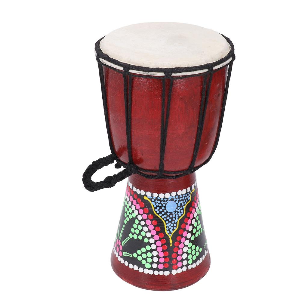Djembe-Trommel, 4 Zoll, rot, handgemaltes Muster, klassische afrikanische Djembe für Anfänger