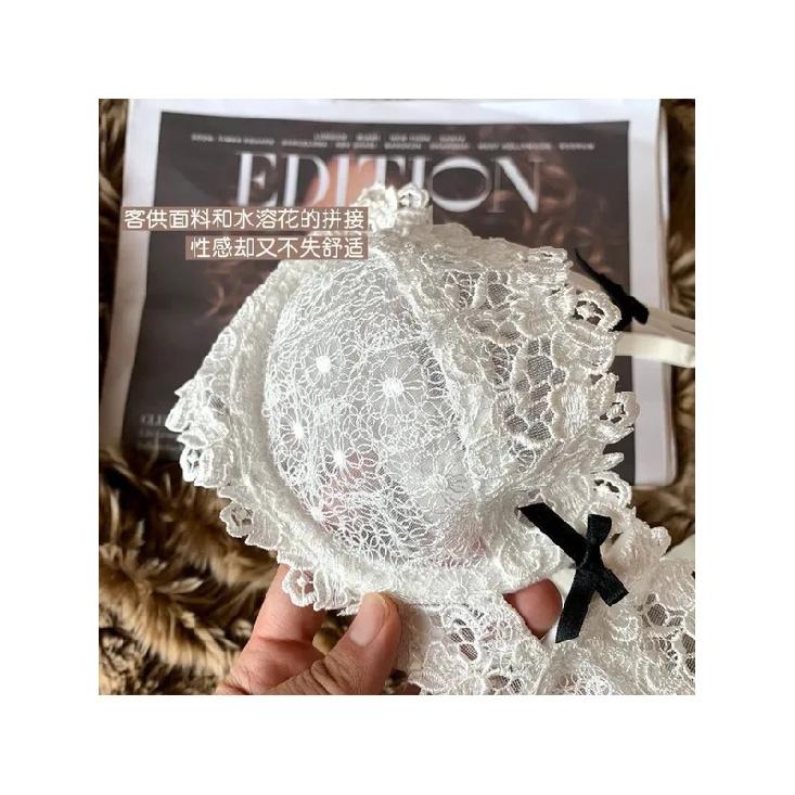 Sexy Lace Bra Set for Women Plus Size Half Cup Sheer Ultra Thin Nipple Concealed Erotic Lingerie Push Up Comfort Underwear Set