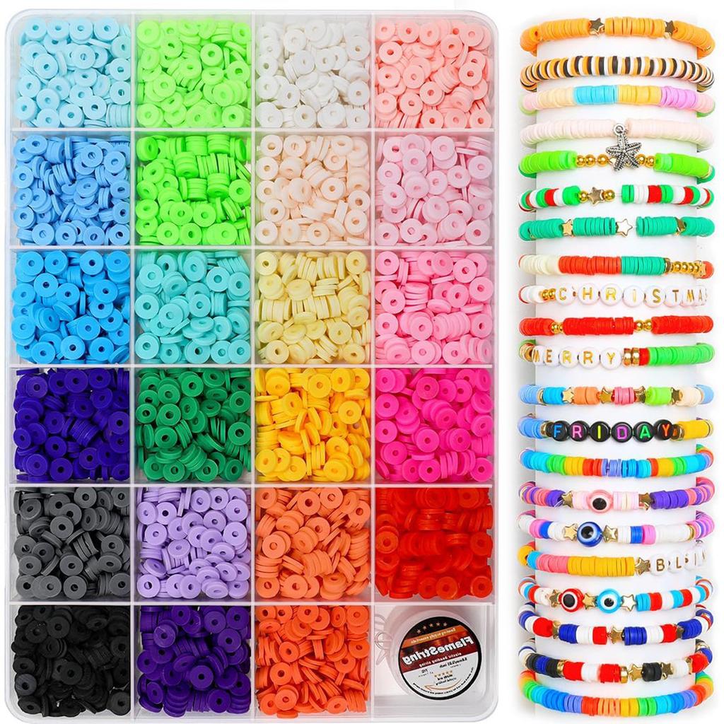 24 Color 3000Pcs Clay Beads, Soft Pottery Beads, Beaded Friendship Bracelet Diy Jewelry Soft Pottery Set