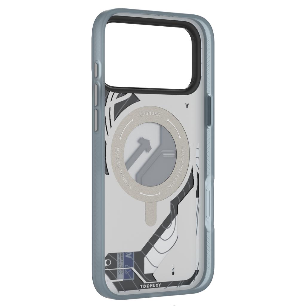 YOUNGKIT for iPhone 17 Pro Magnetic Case Rotating Kickstand IMD TPU Phone Cover