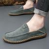 Frühling Lederoberfläche Ein-Pedal Lazy Schuhe Herren Echtleder Handgefertigte Lederschuhe Herren Leichtgewicht Herren Slipper Driving Doudou Schuhe