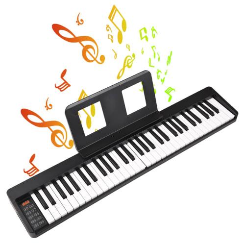 Btuty 61-Key Folding Digital Piano, Multifunctional Electronic Organ, 61 High-Sensitivity Piano Keyboard with LCD Display, Built-in Rechargeable Batte
