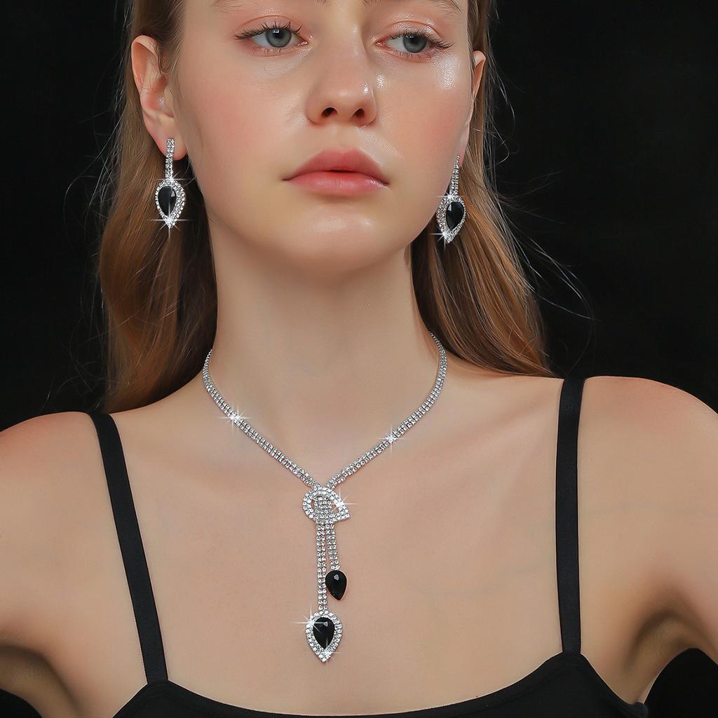 Bridal Lady Set Jewelry Necklace Earrings Wedding Dress Elegant Bracelet