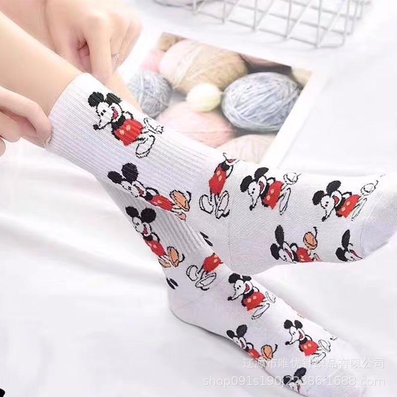 Women's Mid-Calf Mickey Mouse Cotton Socks - Autumn Trendy Cartoon Style