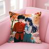 Anime Funny RRRanma Cushion Cover Pillow Case Soft Skin Friendly Fabric Comfort  Concealed Zipper