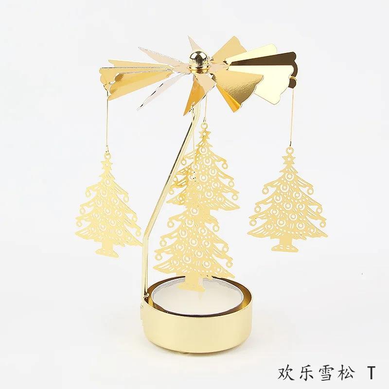 Metal Rotating Spinner Carousel Candle Tea Light Holder Table Rotating Transfer Windmill Decoration Home Elegance Candle Holder