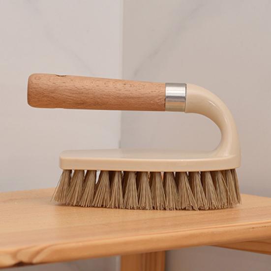 Cleaning Brush Multifunctional Durable Wooden Handle Stiff Bristles Sturdy Scrub Brush for Bathroom