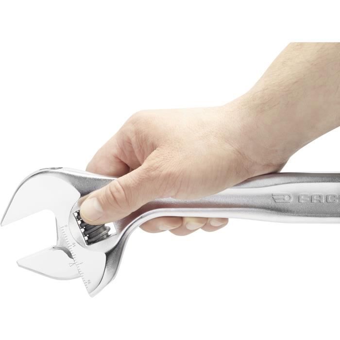 Clé à Molette FACOM - 101.12PB - Tête inclinée à 22° - Ouverture extra large - Mors à profil fin