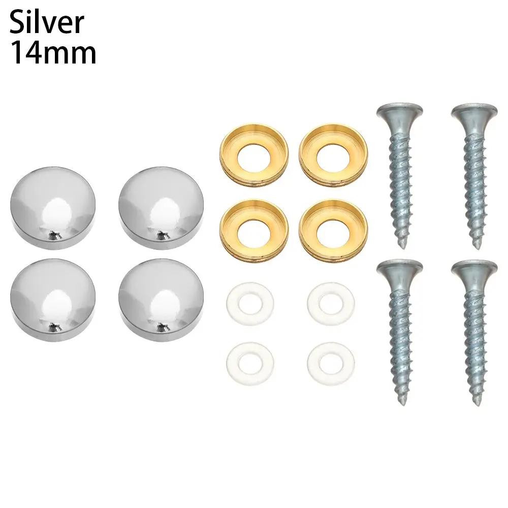 4pcs/set Glass Fasteners Mirror Fixing Nails Stainless Steel Decoration Screw Covers Furniture Hardware Billboard Decor