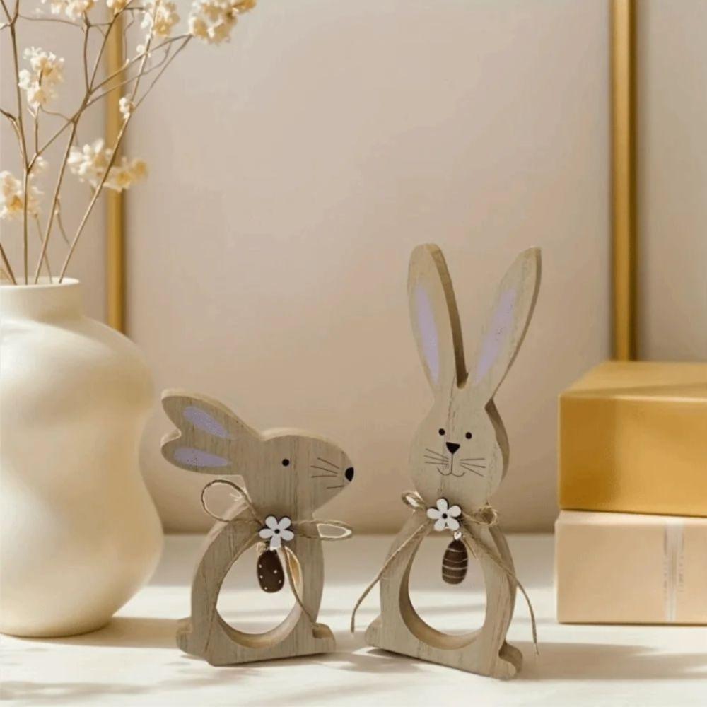 Cute Design Wooden Bunny Wooden Material Easter Standing Rabbit  Party Decorations