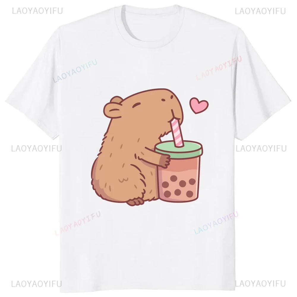 Dont Be Worry Be Capy Printed Retro Funny Capybara Graphic T Shirts Streetwear Short Sleeve Man Tshirt Loose Casual Women Tees