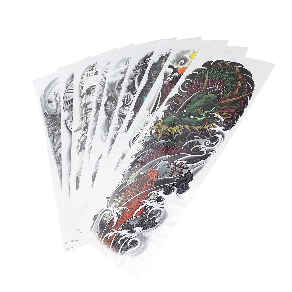 9Pcs Full Arm Tattoo Sticker Waterproof Temporary Long Lasting Large Pattern Tattoo Stickers